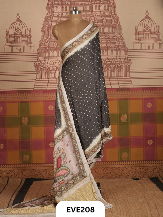 Modal Bandhini With Madhubani Fusion Saree
