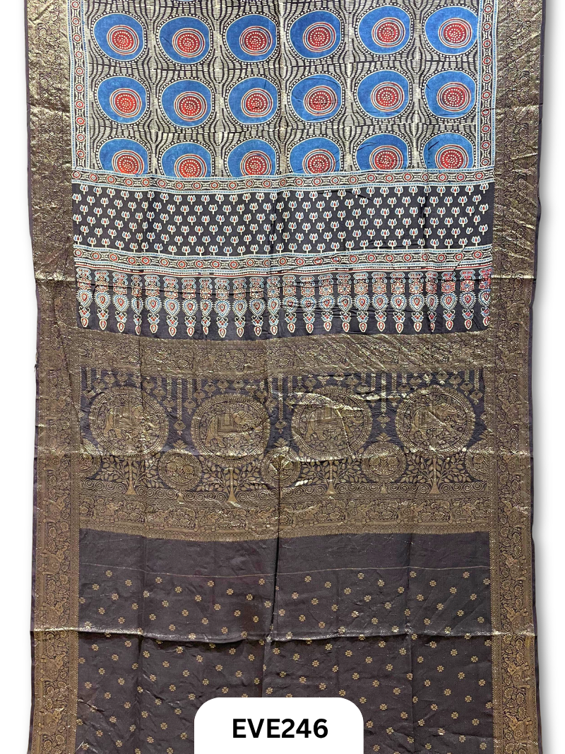 Dola Silk Ajrakh Saree