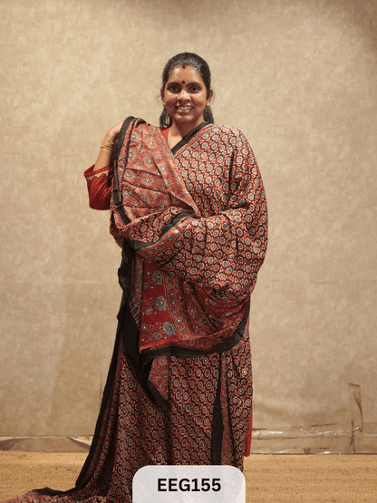 AJRAKH MODAL SAREE WITH MIRROR