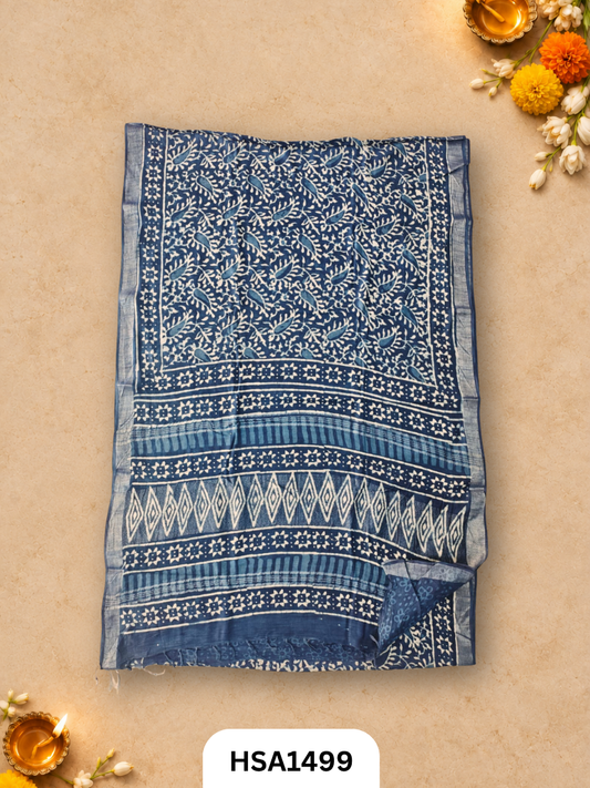 Kalamkari Hand Block Printed Soft Linen With Blouse