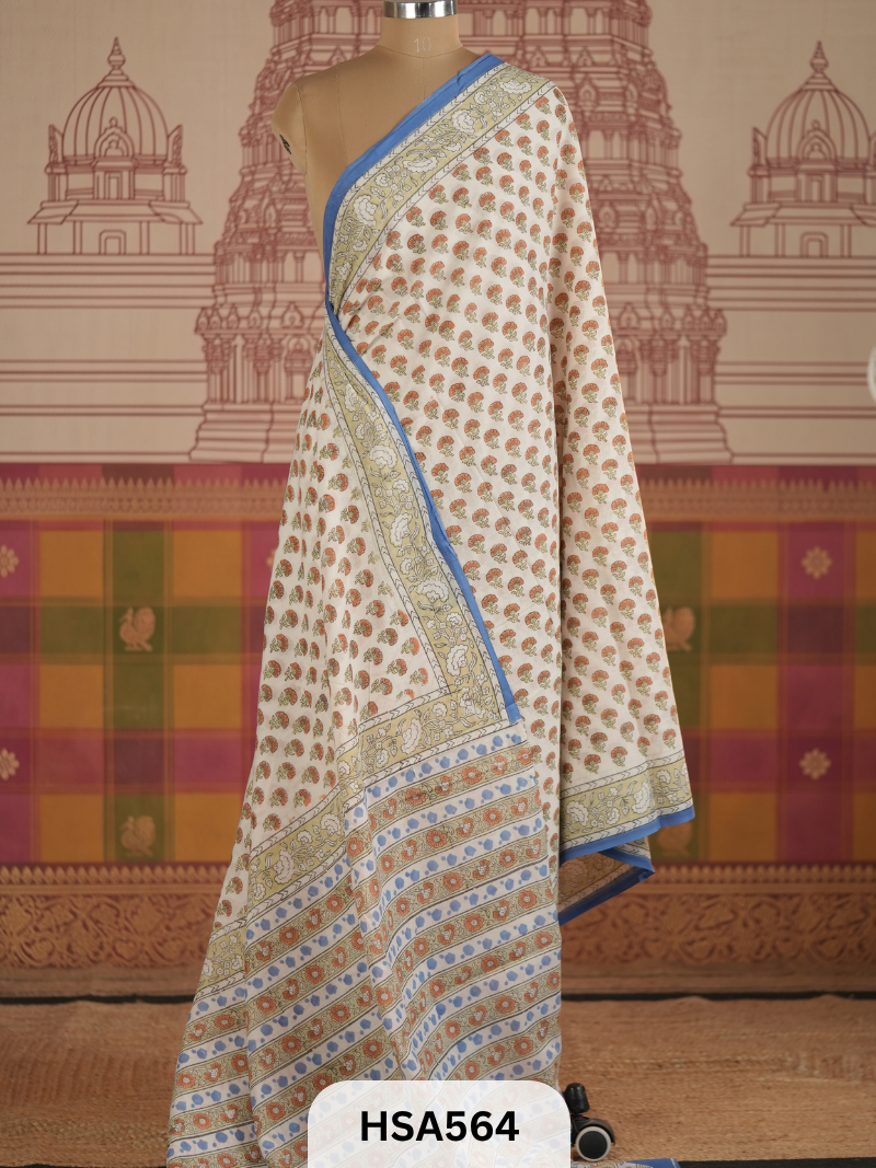 COTTON AJRAKH HANDBLOCK SAREE
