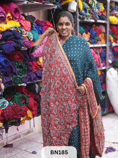 AJRAKH BANDHEJ WITH SKIRT BORDER SAREES | MODAL GAJI FABRIC