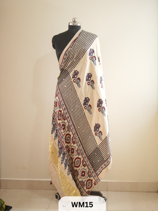MODAL SILK WITH GLUED MIRROR LAGDI PATTA DUPPATTA