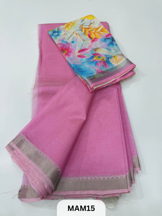 MANGALAGIRI HANDLOOM SAREE WITH NIZAM BORDER DUAL BLOUSE 😍 1 MTR IN SAREE AND 1 MTR DIGITAL  MANGALAGIRI BLOUSE FREE WITH IT