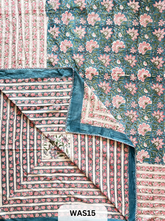 PREMIUM HAND BLOCK PRINTED JAIPURI COTTON 3 LAYER SIZE-90×108 KING SIZE