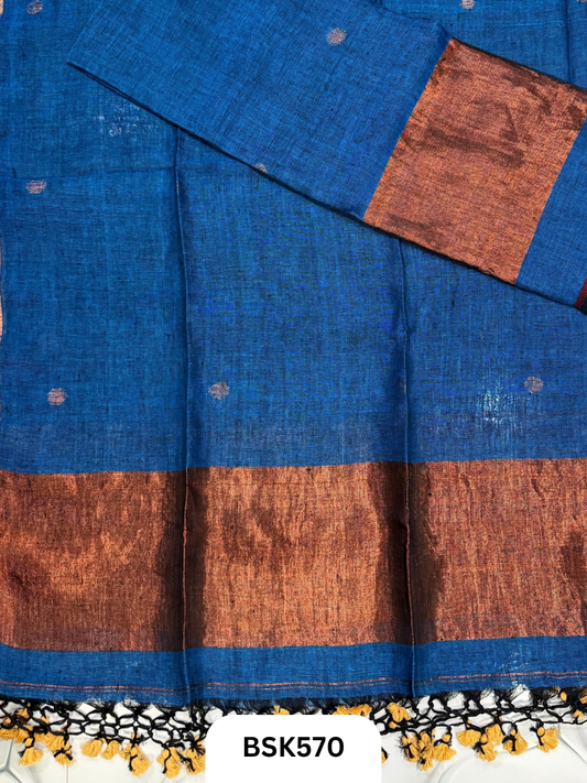 Handloom Pure Linen Pulka With Tissue Pallu Salwar Suit