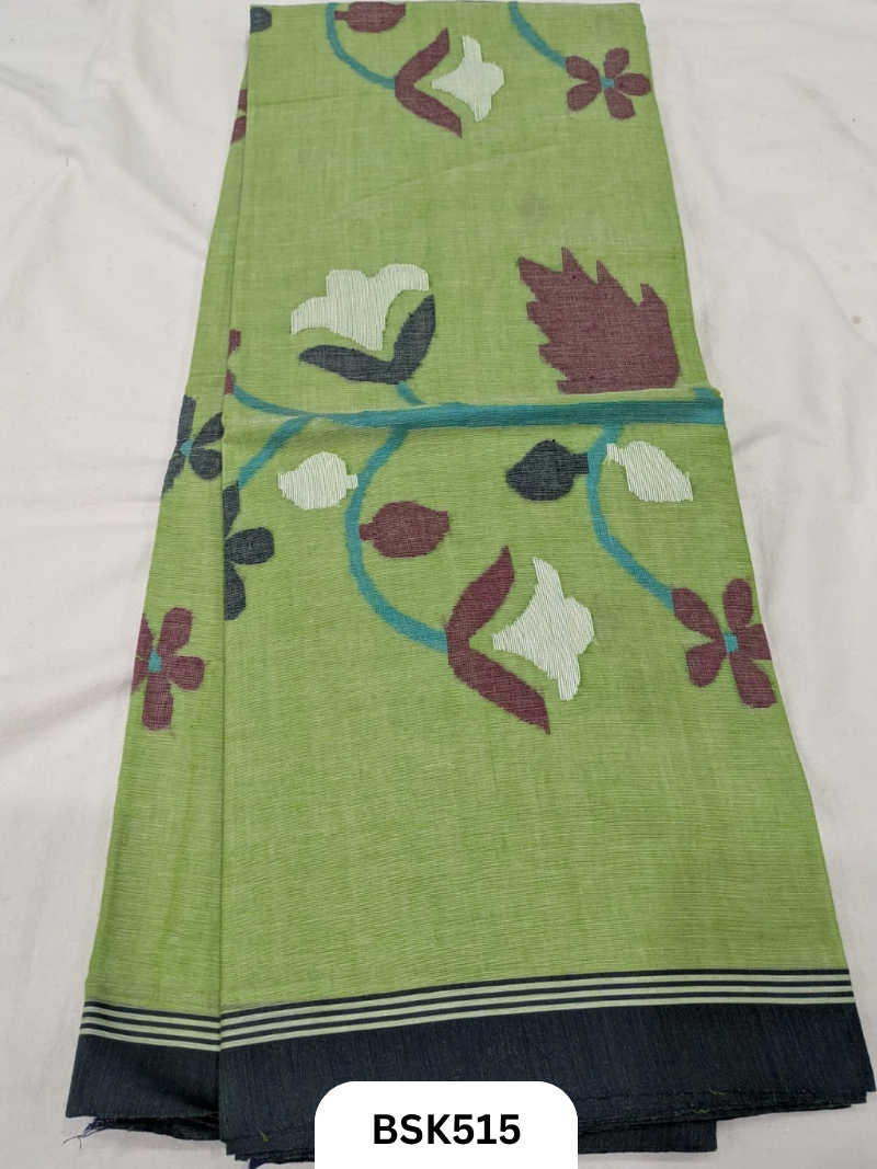 Handloom Pure Mul Cotton With Jamdhani Weave Saree