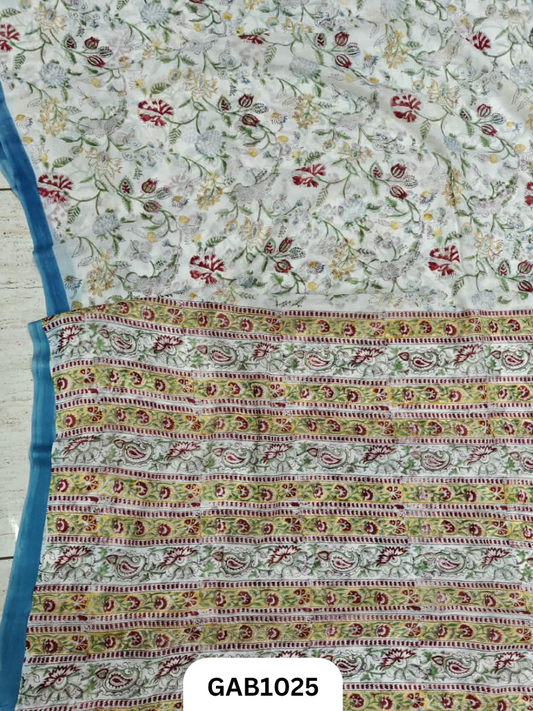 Premium Hand Block Printed Georgette Sarees with Blouse