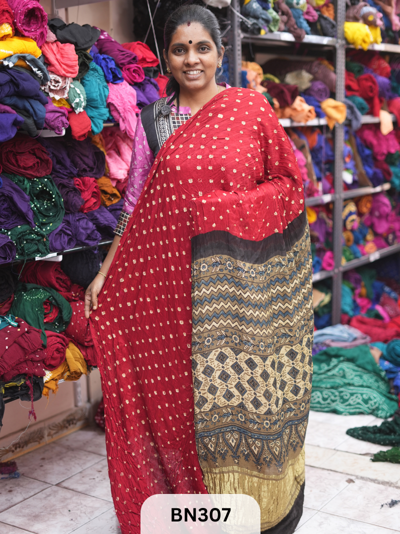 MODAL GAJI - AJRAKH BANDHINI SAREE