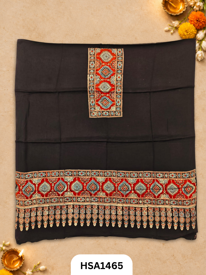 Ajrakh Hand Block Kuchh Printed Kaftan | Dress Material