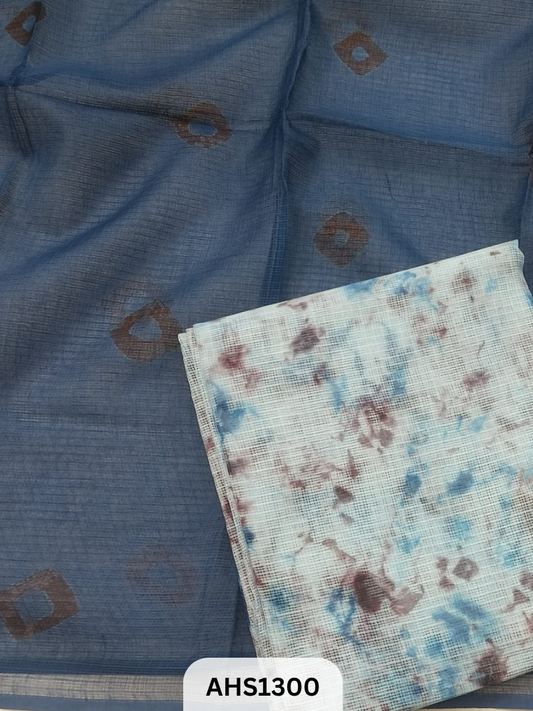 Pure Kota Cotton Shibori Print Dress Material Top & Dupatta 2.5mtr