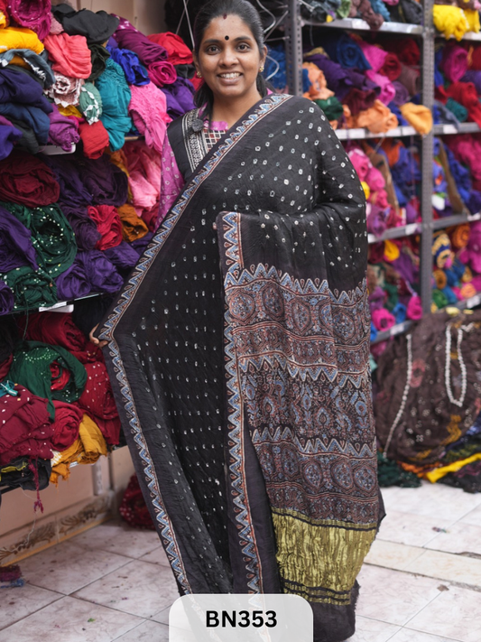 MODAL AJRAKH SILK - HAND BANDHINI | LAGDI PATTTA