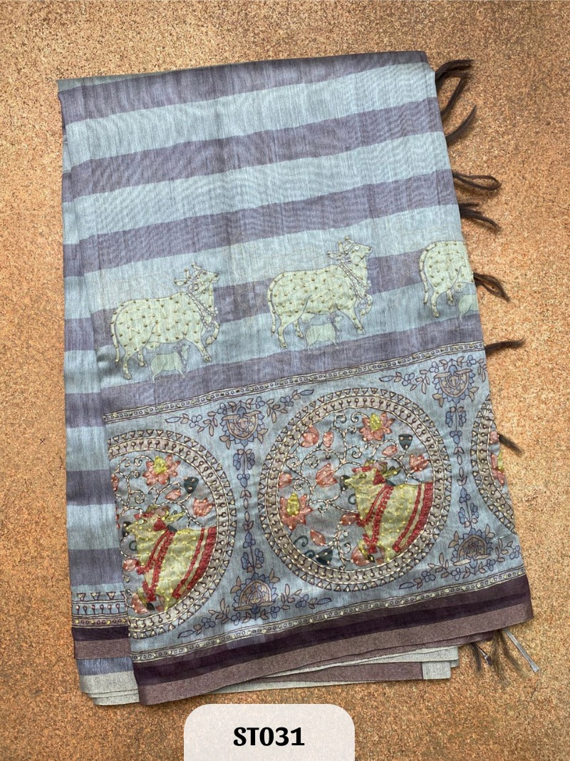 Semi Tussar Silk with Pichwai Work