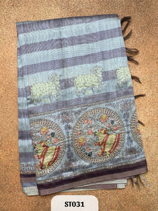 Semi Tussar Silk with Pichwai Work