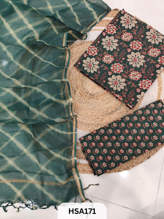 COTTON SUIT WITH KOTA DUPATTA - 3 PCS SET