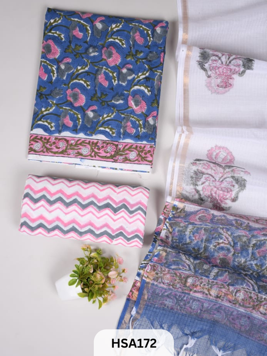 COTTON SUIT WITH KOTA DUPATTA - 3 PCS SET