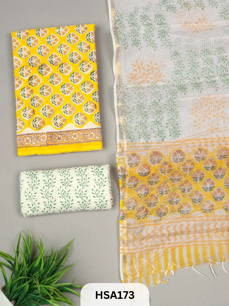 COTTON SUIT WITH KOTA DUPATTA - 3 PCS SET