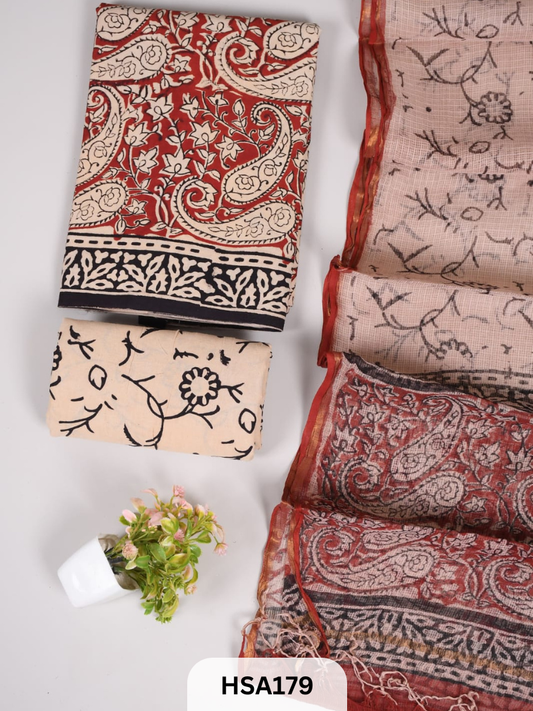 COTTON SUIT WITH KOTA DUPATTA - 3 PCS SET