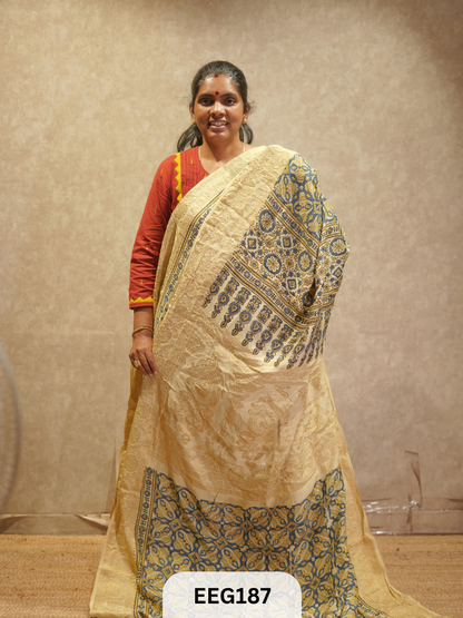 AJRAKH DOLA SILK SAREE