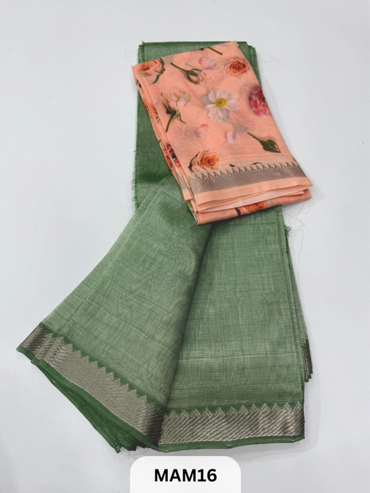 MANGALAGIRI HANDLOOM SAREE WITH NIZAM BORDER DUAL BLOUSE 😍 1 MTR IN SAREE AND 1 MTR DIGITAL  MANGALAGIRI BLOUSE FREE WITH IT
