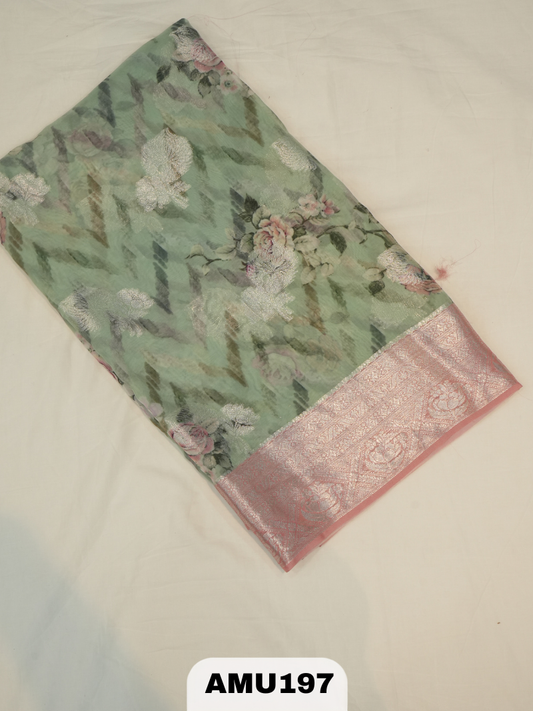 BANARAS RUSSIAN SILK SAREE WITH PRINTED
