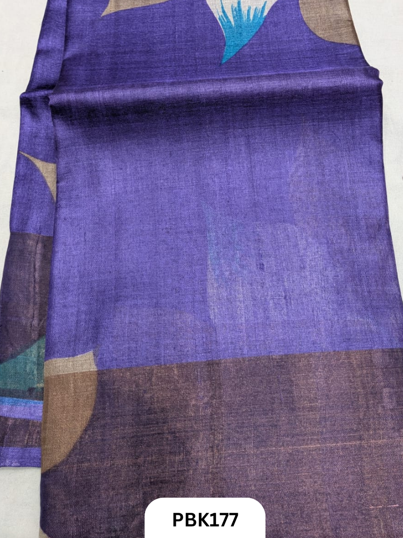 Premium Pure Tussar Silk Handblock Print Saree – Kolkata Special