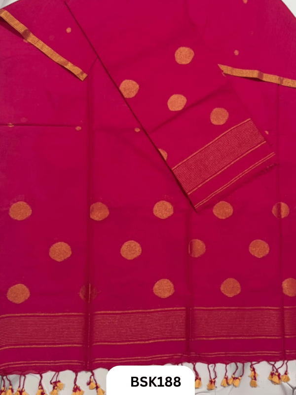 Pure Mulcotton Handloom Polka Salwar Suit  Top 2.5mtr and Duppata 2.5mtr