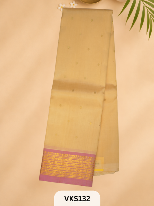 PURE KANCHIPURAM SILK SAREE WITH ONE SIDE BORDER