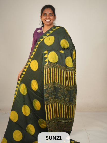 MODAL SILK WITH AJRAKH HANDBLOCK PRINT SAREE