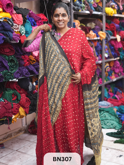 MODAL GAJI - AJRAKH BANDHINI SAREE