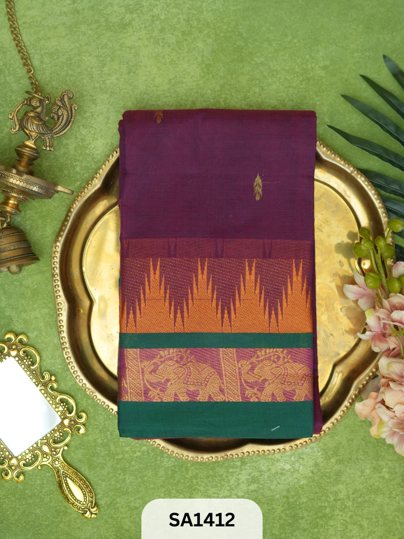 CHETTINAD COTTON SAREE | TEMPLE BORDER