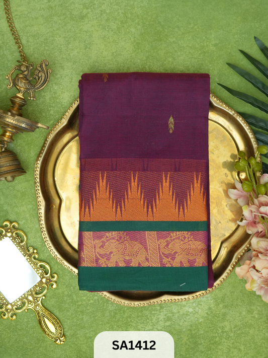 CHETTINAD COTTON SAREE | TEMPLE BORDER
