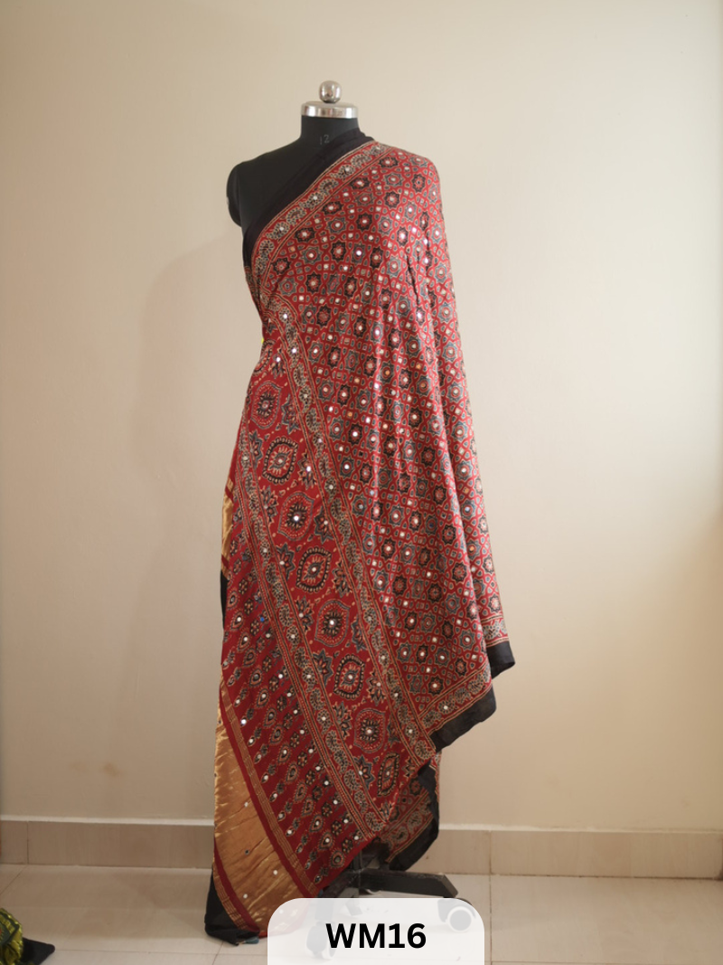 MODAL SILK WITH GLUED MIRROR LAGDI PATTA DUPPATTA