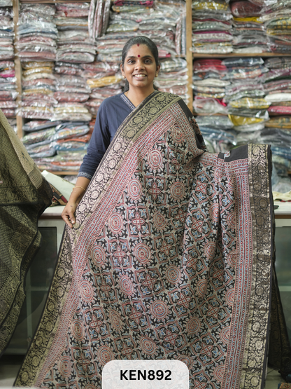 DOLA SILK AJRAKH HANDBLOCK RICH PALLU SAREE