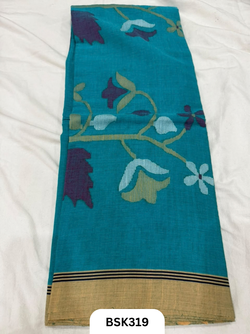 Handloom Pure Mul Cotton With Jamdhani Weave Saree