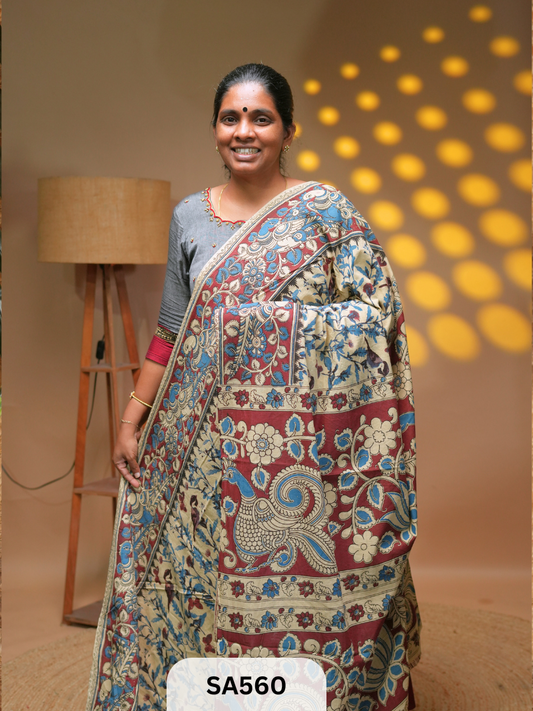 Kalamkari malmal cotton saree Ravi Sun Kalamkari