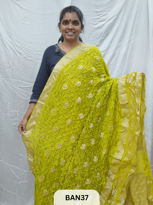 PURE RAW SILK WITH MEENAKARI BUTTA BANDHINI SAREE