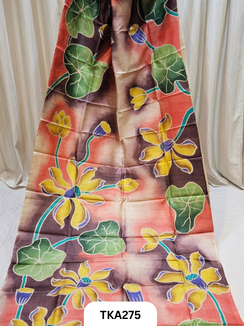 PURE HANDOWEN TUSSAR HAND PAINTED SAREE
