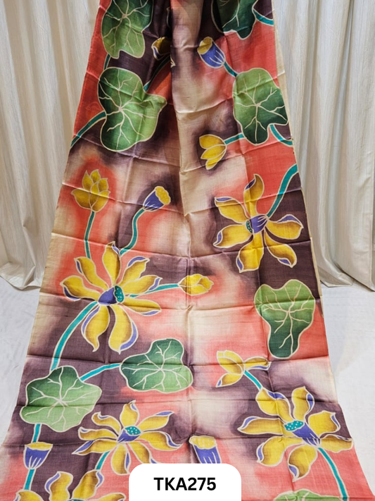 PURE HANDOWEN TUSSAR HAND PAINTED SAREE