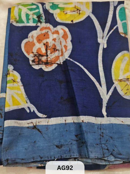 MURSHIDABAD HAND BATIK PAINTED SILK SAREE