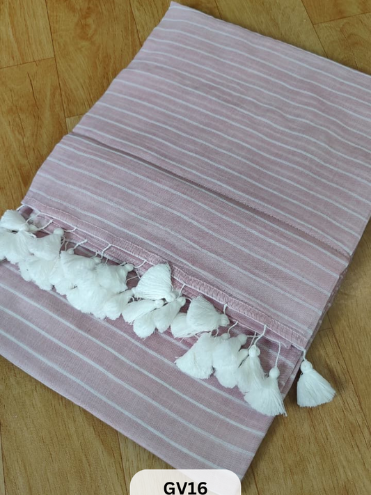 SOFT BENGAL MALMAL SAREE | HANDMADE TASSELS