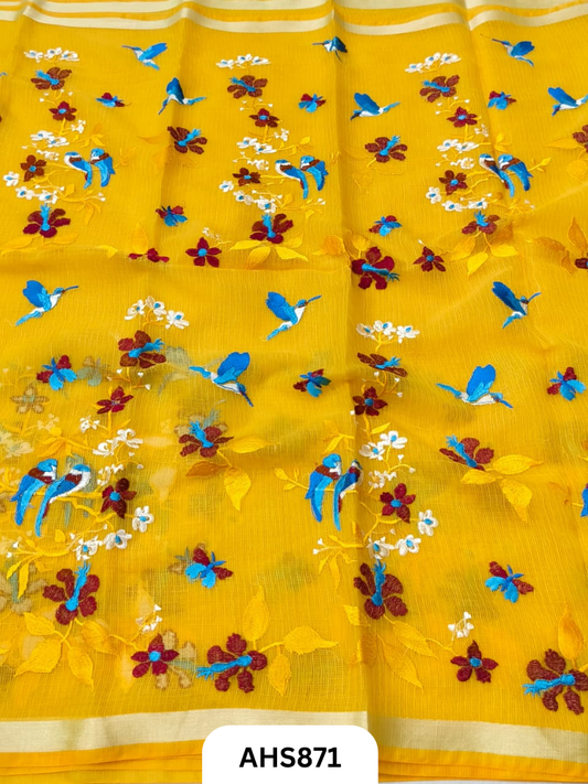 Cotton Kota Embroidery Work Saree