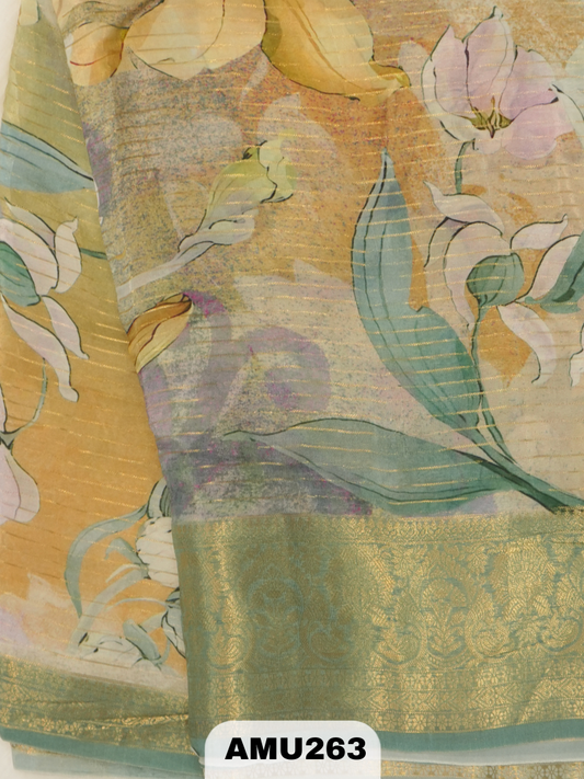 BANARAS RUSSIAN SILK SAREE WITH PRINTED