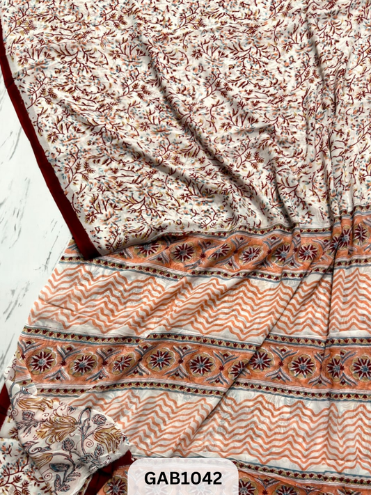 Premium Hand Block Printed Georgette Sarees with Blouse