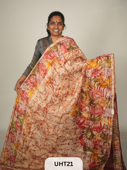 PURE MURSHIDABAD BATIK HANDPAINTED SAREE