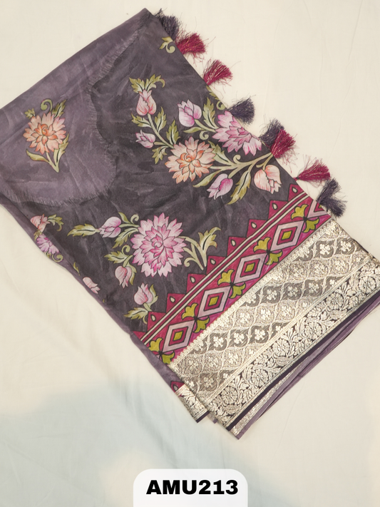 BANARAS RUSSIAN SILK SAREE WITH PRINTED