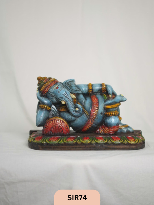 WOODEN SLEEPING GANESH - Height 9" INCH, WIDTH 16"INCH