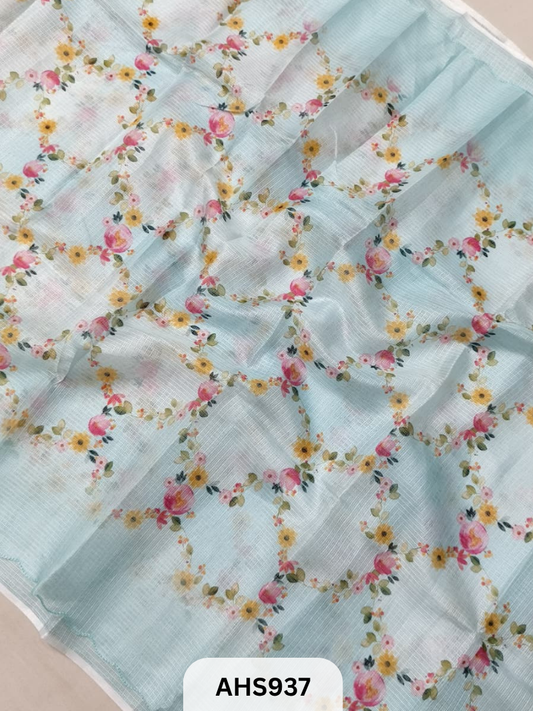 Soft Silk Kota Digital Print Saree With Blouse
