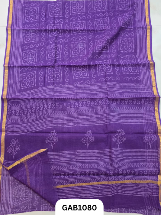 Bagru Handblock Print Kota Doria Saree