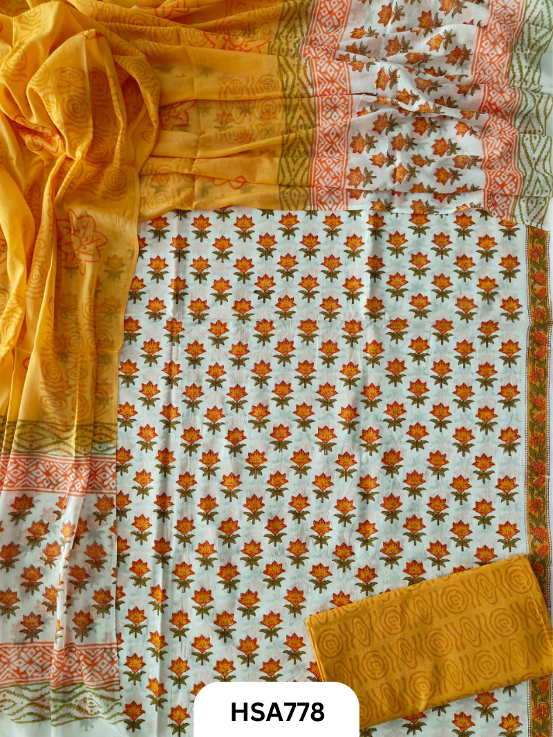 Exclusive Sanganer Handblock Print Salwar Suit 3pcs